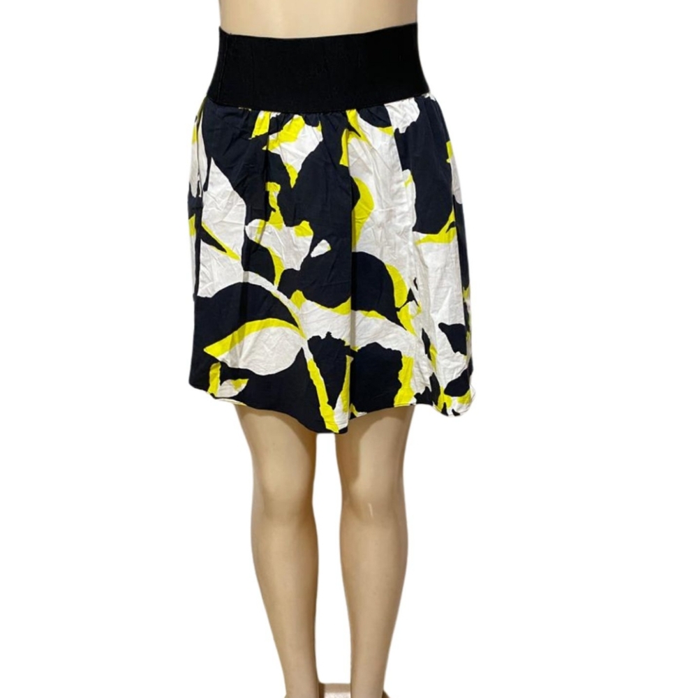 Express Design Studio Black and Yellow A-Line Skirt XS